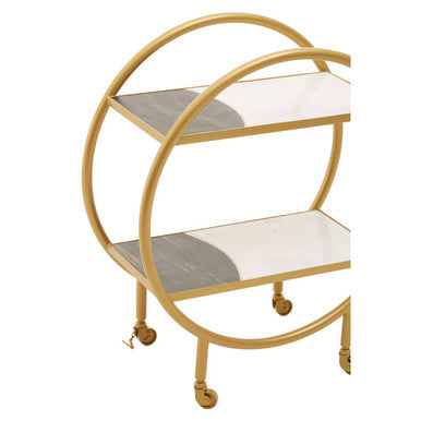 Vizzini White and Grey Marble 2 Tier Drinks Trolley