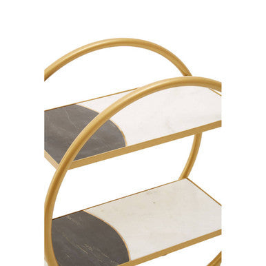 Vizzini White and Grey Marble 2 Tier Drinks Trolley