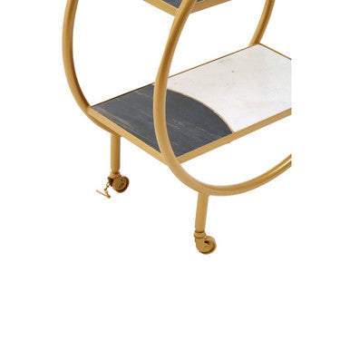 Vizzini White and Grey Marble 2 Tier Drinks Trolley