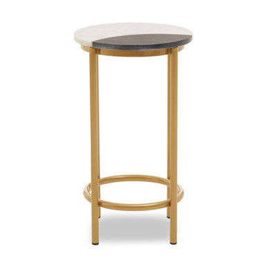 Vizzini White and Grey Marble Round Side Table