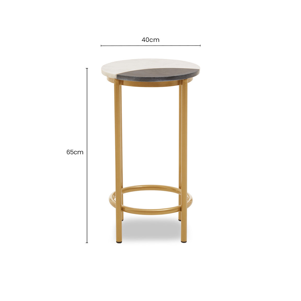 Vizzini White and Grey Marble Round Side Table