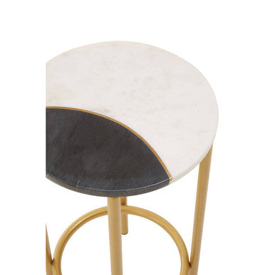 Vizzini White and Grey Marble Round Side Table