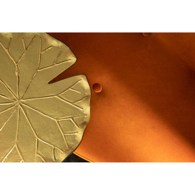 Handcrafted Gold Metallic Side Table with Floral Inspired Scalloped Top, Inventivo
