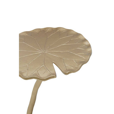 Handcrafted Gold Metallic Side Table with Floral Inspired Scalloped Top, Inventivo