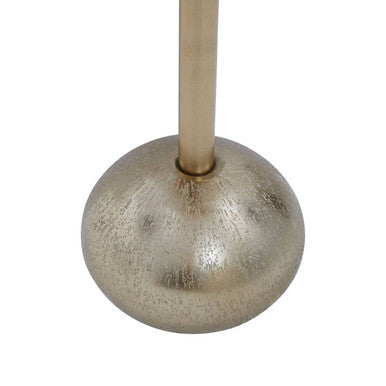 Geometric Mosaic Top Gold Finish Side Table with Slim Column and Round Base, Inventivo