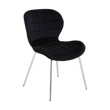 Warton Black Velvet Quilted Dining Chair
