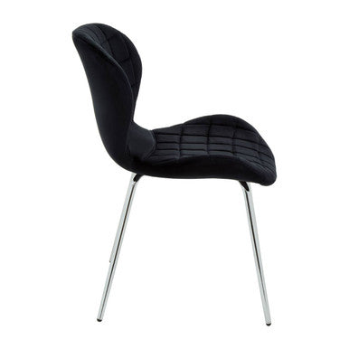 Warton Black Velvet Quilted Dining Chair