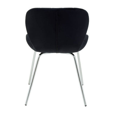 Warton Black Velvet Quilted Dining Chair