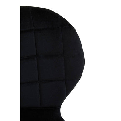 Warton Black Velvet Quilted Dining Chair