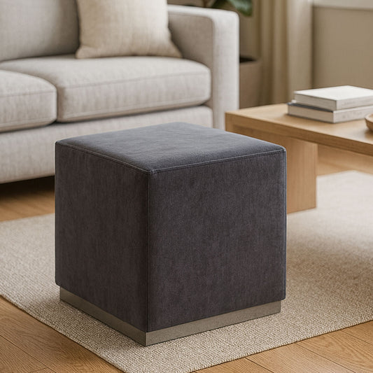 Hagen Grey And Silver Square Stool