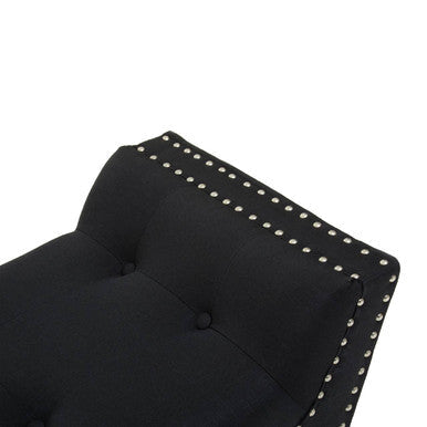 Alea Black Fabric Tufted Bench with Wooden Legs