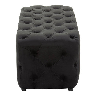 Alea Black Velvet Button Tufted Bench