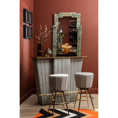 Sinatra Bar And Grey Velvet Stools Set