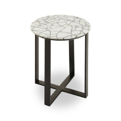 Marmara White Marble Round Side Table