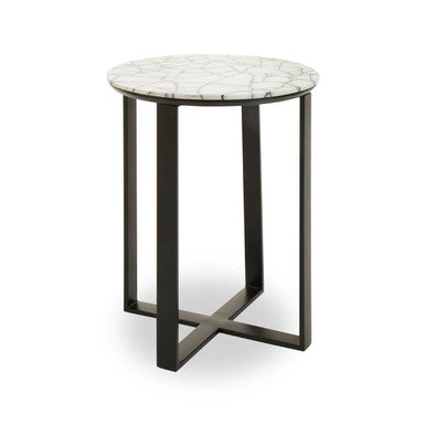 Marmara White Marble Round Side Table