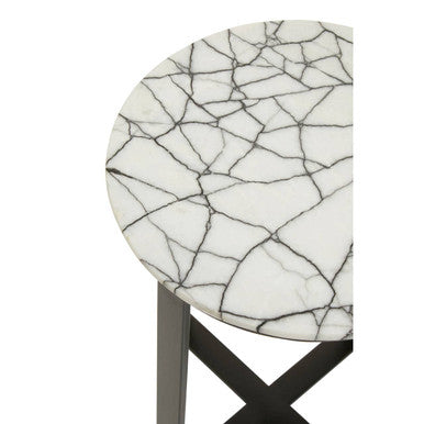 Marmara White Marble Round Side Table