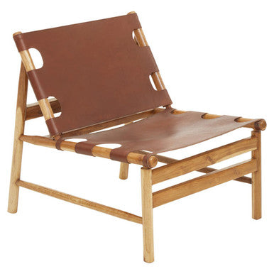 Kendari Antique Brown Leather Sling Chair