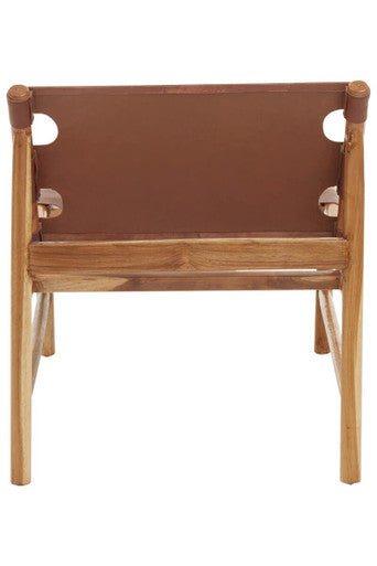 Kendari Antique Brown Leather Sling Chair