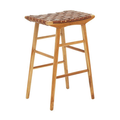 Kendari Light Brown Leather Stool