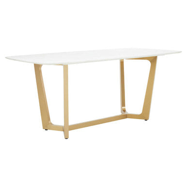 Moda White Faux Marble Top Dining Table With Stainless Steel Frame
