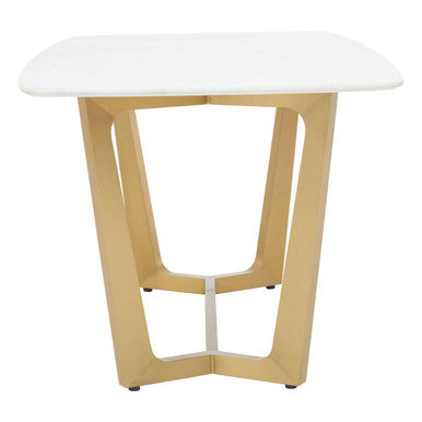 Moda White Faux Marble Top Dining Table With Stainless Steel Frame