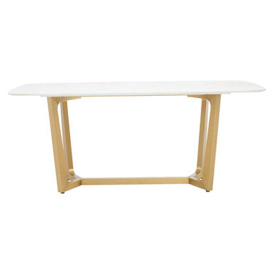 Moda White Faux Marble Top Dining Table With Stainless Steel Frame