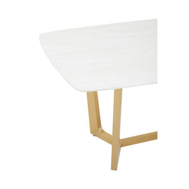 Moda White Faux Marble Top Dining Table With Stainless Steel Frame