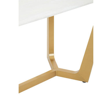 Moda White Faux Marble Top Dining Table With Stainless Steel Frame
