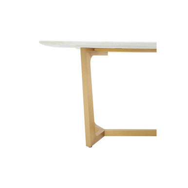 Moda White Faux Marble Top Dining Table With Stainless Steel Frame