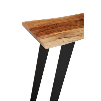 Natural Live Edge Acacia Wood Top Console Table with Black Iron Legs, Surax