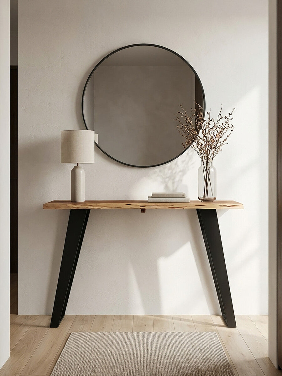 Surax Natural Acacia Wood Live Edge Console Table