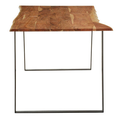 Surax Acacia Wood And Looped Iron Base Dining Table