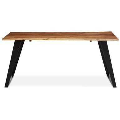 Surax Acacia Wood And Looped Iron Base Dining Table