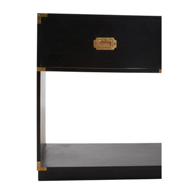 Black Mango Wood 2-Drawer Console Table with Gold-Tone Handles, Sarter