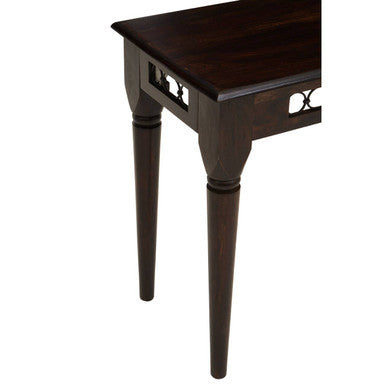 Dark Sheesham Wood Console Table with Iron Finishings, Srina