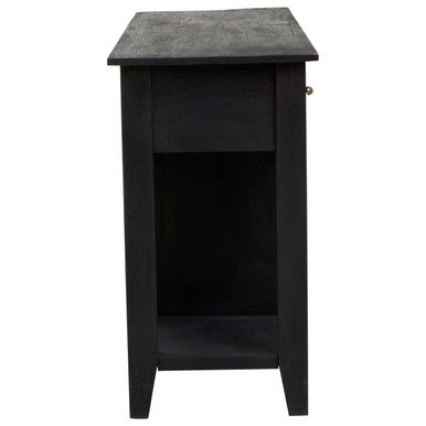 Black Mango Wood Console Table with 20-Bottle Wine Storage and 3 Drawers, Fusion