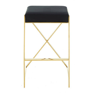 Azalea Black Velvet Bar Chair with Gold Finish Frame