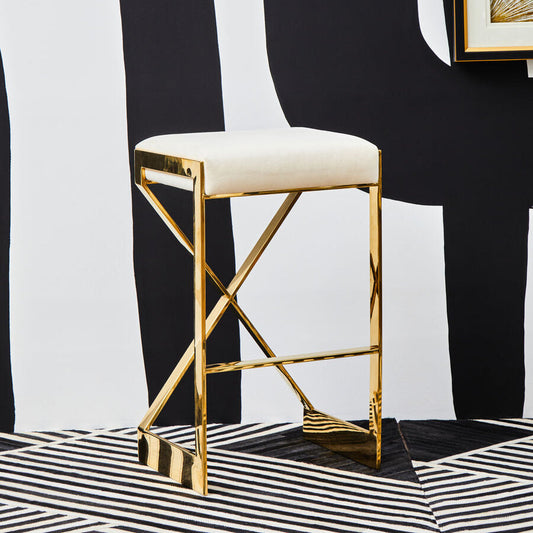 Azalea Ivory And Gold Finish Bar Stool