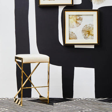 Azalea Ivory And Gold Finish Bar Stool