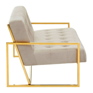 2 Seater Mink Velvet Sofa, Azalea