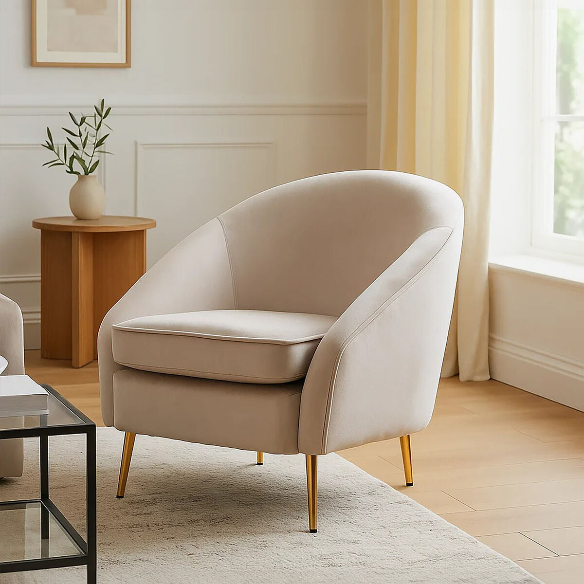 Yasmeen Mink Velvet Armchair