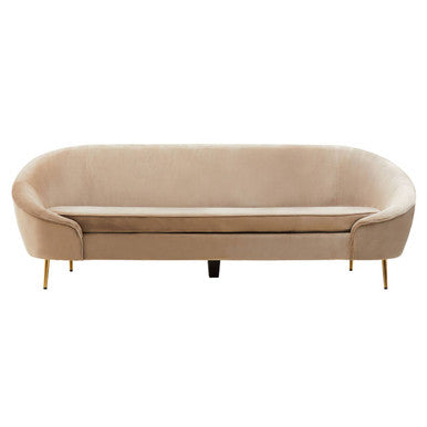 3 Seater Mink Velvet Sofa, Yasmeen