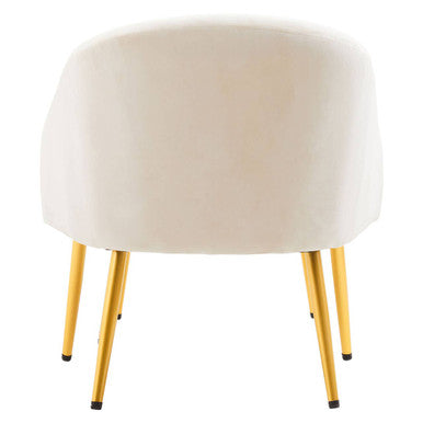 Yasmeen Beige Velvet Chair and Footstool Set