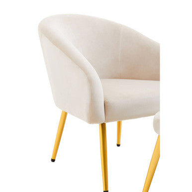 Yasmeen Beige Velvet Chair and Footstool Set