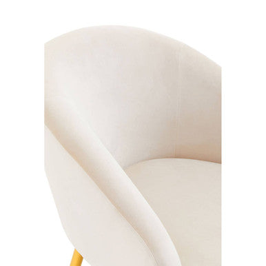 Yasmeen Beige Velvet Chair and Footstool Set
