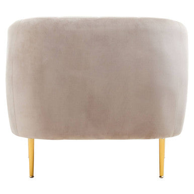 Yasmeen Mink Velvet Barrel Back Armchair with Channel Detail