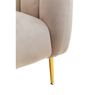 Yasmeen Mink Velvet Barrel Back Armchair with Channel Detail