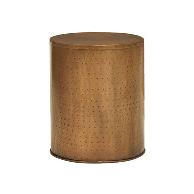 Antique Brass Effect Side Table with Hammered Dot Texture, Arti