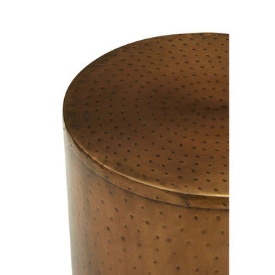 Antique Brass Effect Side Table with Hammered Dot Texture, Arti