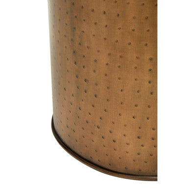 Antique Brass Effect Side Table with Hammered Dot Texture, Arti